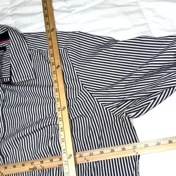 Basic Editions Womens 3X Black & White Striped Button-Down Shirt - Picture 7 of 7